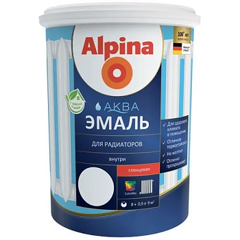 Эмаль акриловая для радиаторов Alpina Aqua, глянцевая 0,9 л