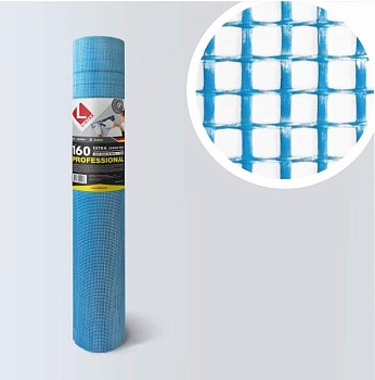 Стеклосетка штукатурная синяя PROFESSIONAL 5х5мм, 160 г/м, 1х50м Lihtar