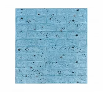 Декоративная 3D панель, самоклеящаяся, Звездное небо голубой кирпич, 700x770мм