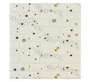 Декоративная 3D панель, самоклеящаяся, Звездное небо белый кирпич, 700x770мм