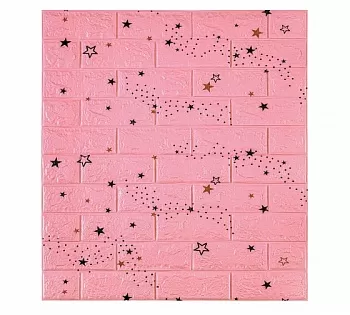 Декоративная 3D панель, самоклеящаяся, Звездное небо розовый кирпич, 700x770мм