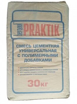 Кладочная смесь цементная универсальная с полимерными добавками Praktik 30 кг