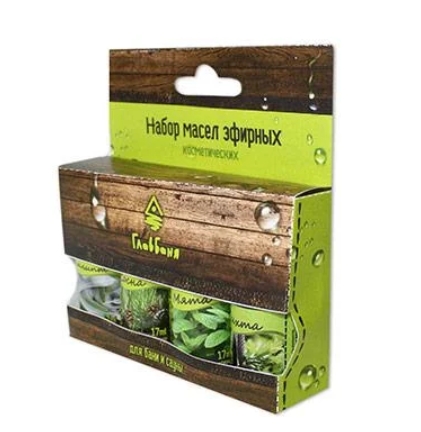 Набор эфирных масел косметических (пихта, мята, сосна, эвкалипт) 4 шт по 17 мл Главбаня
