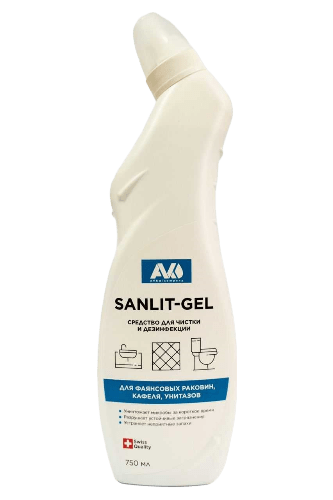Средство для чистки и дезинфекции унитазов Санлит-гель 0.75 л, AVKO
