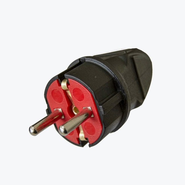 Вилка c заземлением черная, прямая, IP20, AY-KA 79 135 00