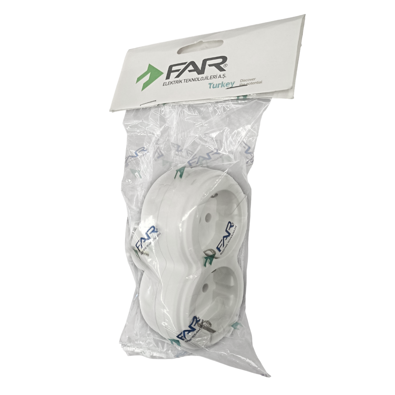 Разветвитель электрический на 2 розетки с заземлением 220V белый FAR F45