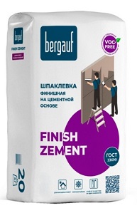 Шпатлевка Finish Zement на цементной основе серая Bergauf, 20 кг