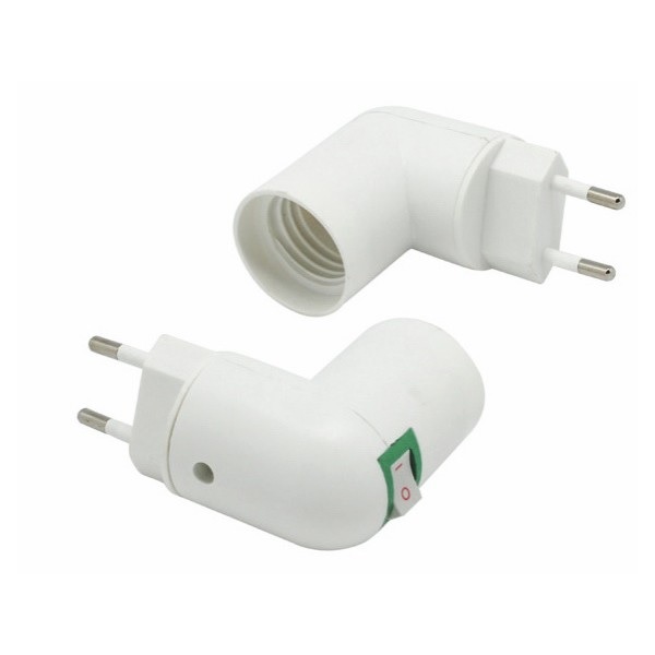 Патрон Е27 с вилкой и выключателем белый, 71190 Electraline