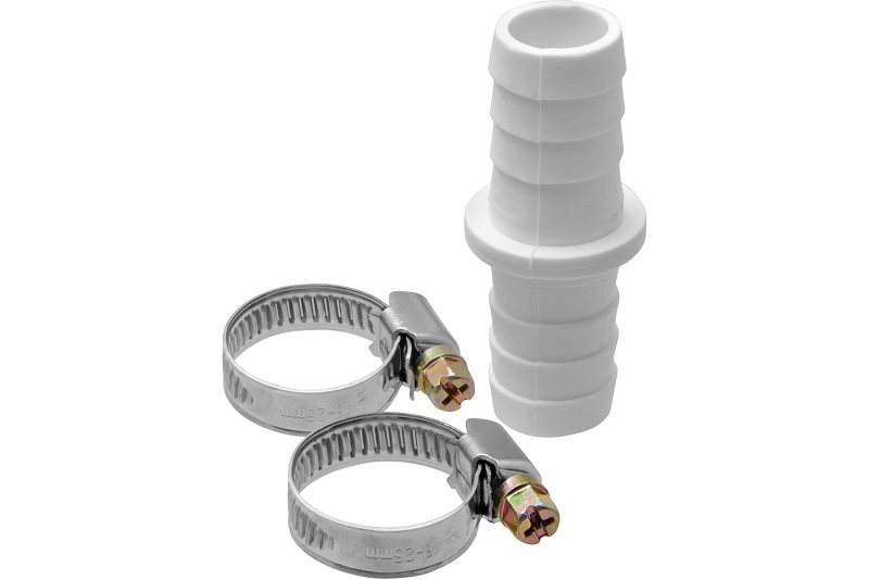 Соединитель для сливного шланга 19x19 мм с 2-мя хомутами 16x25 мм, Симтек 9-0005