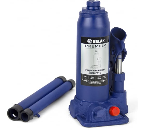 Домкрат гидравлический 2т, бутылочный, БелАК Premium BAK.30010