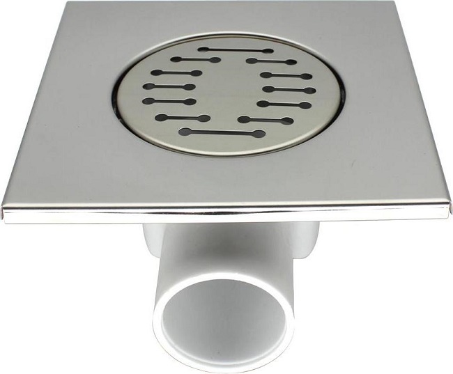 Сливной трап горизонтальный D50 решетка нержавеющая сталь, 15х15 см, Aquant ST2215-21-MR