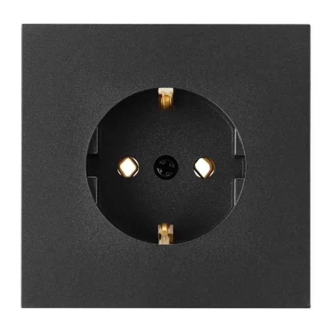 Розетка 1-ая Carre графит с заземлением Bylectrica РС16-1602