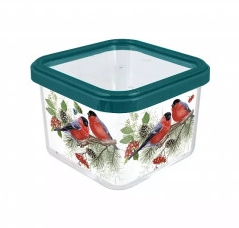 Банка для сыпучих продуктов пластмассовая 0,6 л, Полимербыт Снегири хвоя