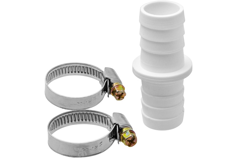 Соединитель для сливного шланга 22x22 мм с 2-мя хомутами 16x25 мм, Симтек 9-0007