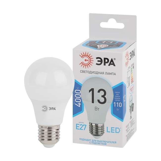 Лампа светодиодная STD LED 13Вт ЭРА A60-13W-840-E27