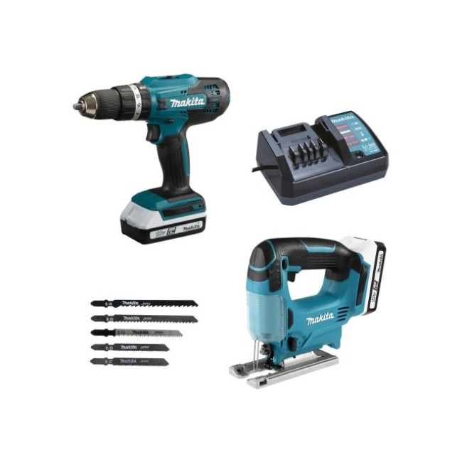 Дрель-шуруповерт аккумуляторная Makita HP488D + Лобзик Makita JV183D