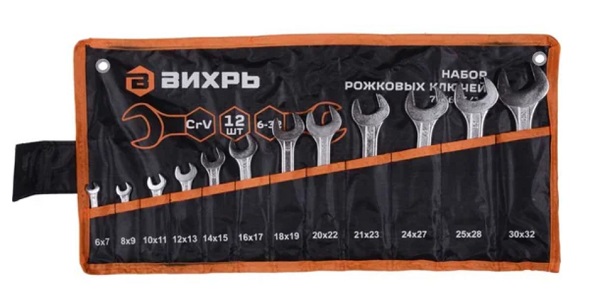 Набор ключей рожковых 12шт, 6 - 32, в чехле Вихрь 73/6/5/14