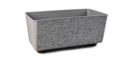 Кашпо для цветов пластмассовое серое 28,5х17х14см Saga Lamela LA017-03