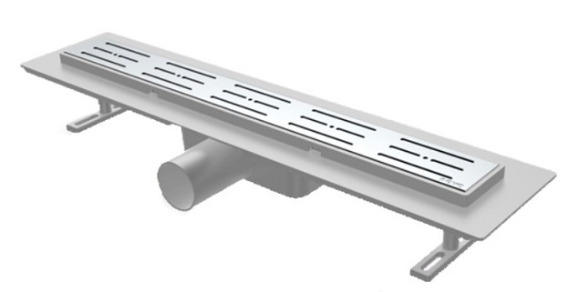 Сливной трап горизонтальный D50 решетка нерж. с площадкой под плитку 65х400мм (5201) NOVA