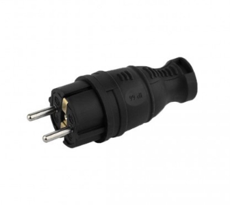 Вилка c заземлением черная, прямая, IP20, AY-KA 55 115 00