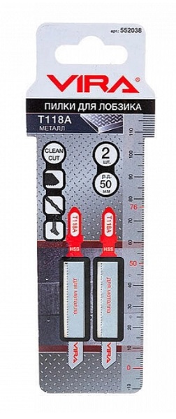 Пилки для лобзика по металлу T118A (2 шт.), Vira Rage 552038