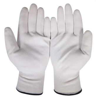 Перчатки из полиэстера с ПУ покрытием на ладони р.10, белые 650001