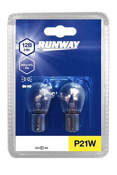 Лампа накаливания автомобильная P21W 12V 21W, RUNWAY RW-P21W-b