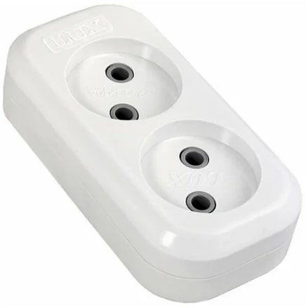 Колодка без заземления 2 гнезда белая У2-0 LUXAR