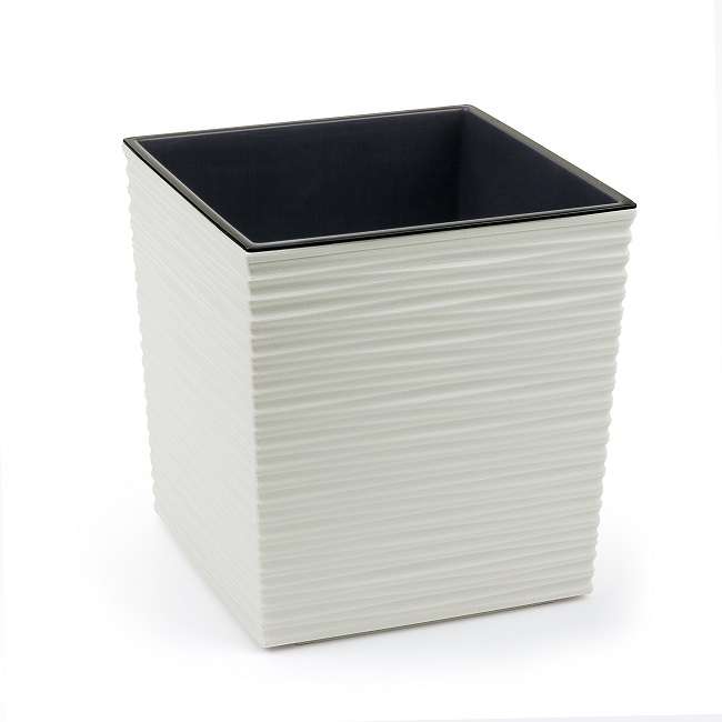 Кашпо для цветов пластмассовое кремовое 40x40x40 см Juka Dluto Lamela LA601-74