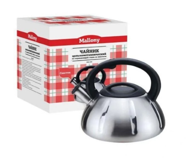 Чайник со свистком, нержавеющая сталь, 3.0 л, MALLONY
