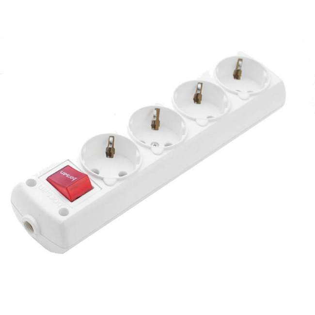 Колодка с заземлением 4 гнезда белая Borsan BR-1564-0