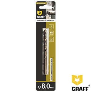 Сверло по нержавеющей стали кобальтовое 8.0 мм, GRAFF