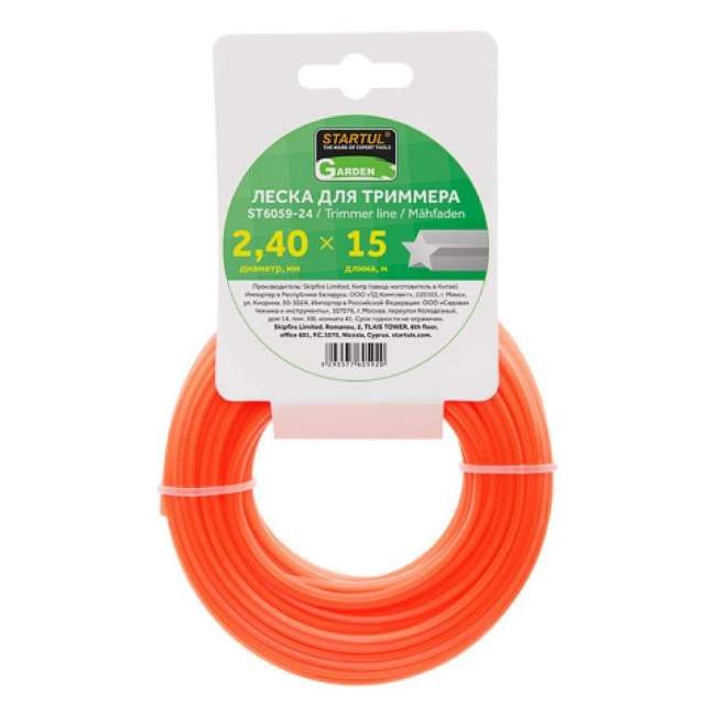 Леска триммерная ф 2.4 мм x 15 м звездочка STARTUL GARDEN ST6059-24