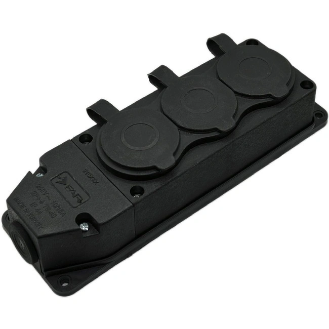 Колодка с заземлением 3 гнезда черная FAR F280