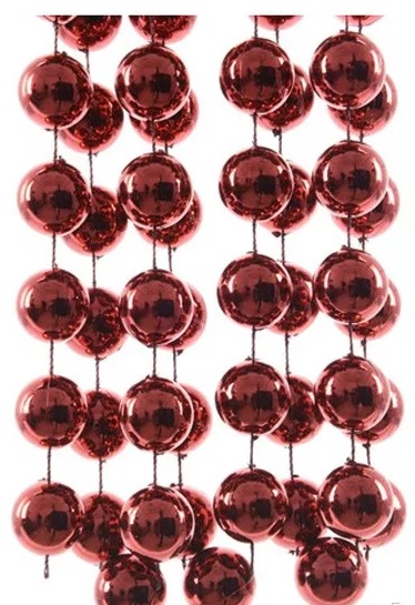 Бусы пластиковые , цвет красный, 2.7 м, 001712 Decoris