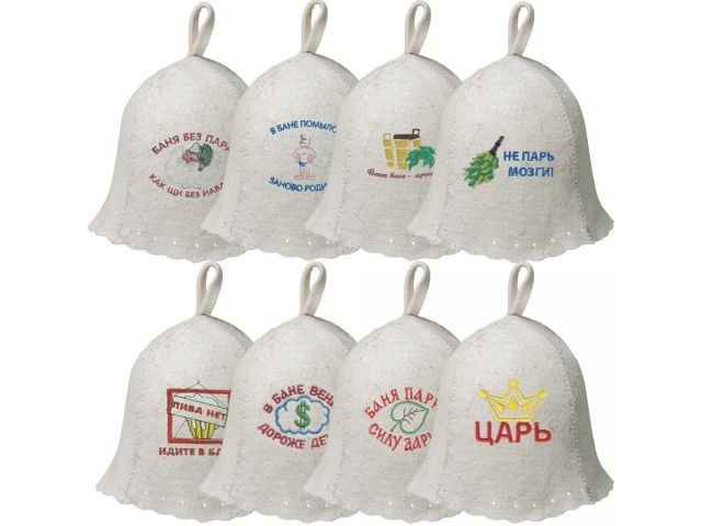 Шапка для бани и сауны с вышивной (в ассортименте), войлок, Hot Pot 41171