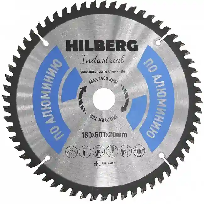 Диск пильный Алюминий 180х20/60мм Hilberg Industrial HA180