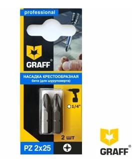 Бита PZ 2x25 мм для шуруповерта (насадка) GRAFF 2 шт в блистере