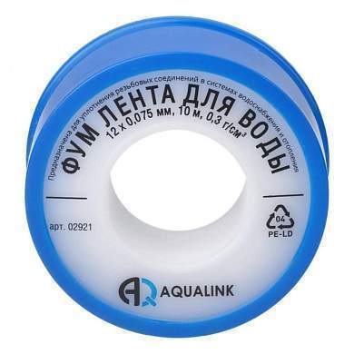 Фум-лента 12мм x 0,75мм x 10м, AQUALINK 02921