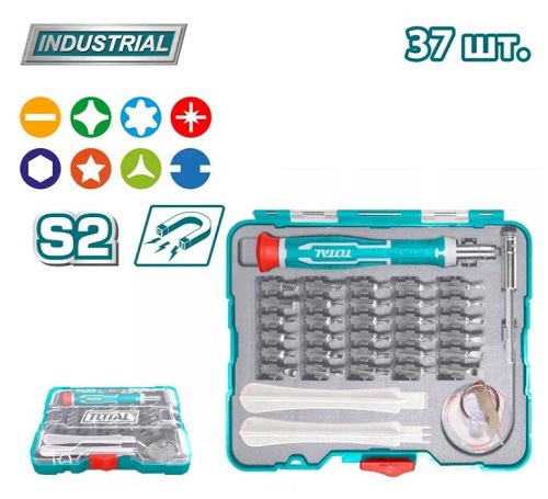 Отвертка с набором бит, 37 пр.TOTAL TACSD30376