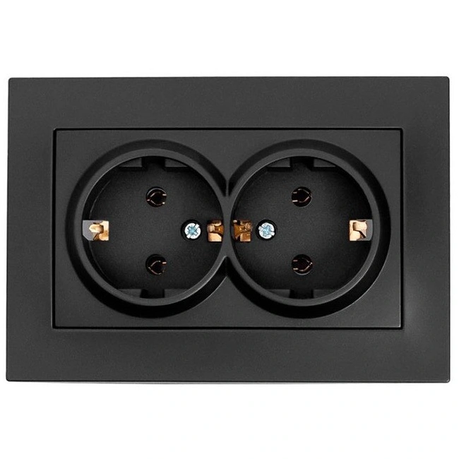 Розетка 2-ая Zena вантаблэк с заземлением EL-BI 500-014820-907