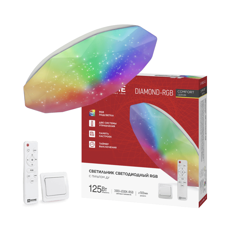 Светильник потолочный 125 Вт 6500K 10000 Lm IN HOME COMFORT DIAMOND-RGB 