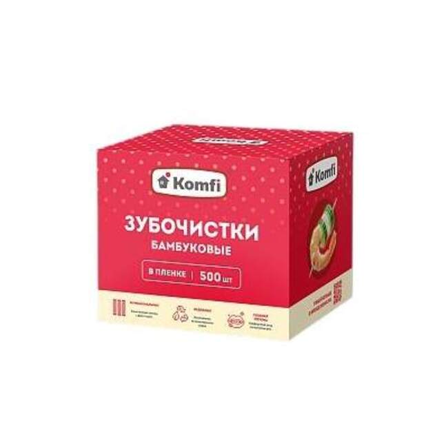 Зубочистки бамбуковые 500 шт 6.5 см Komfi KWN500КP