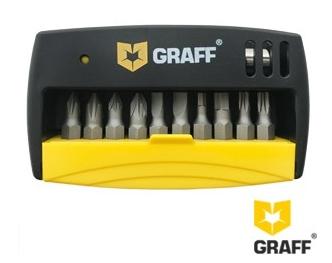 Набор из 10 бит для шуруповерта GRAFF с адаптером (магнитным держателем)