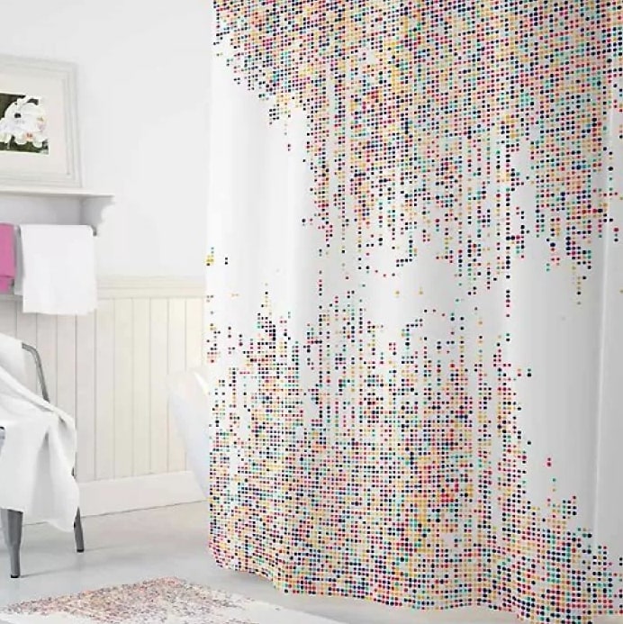 Занавеска для ванны 180х200см Dotted, без колец, Tropikhome