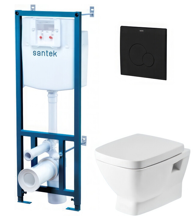 Комплект Santek: инсталляция 1WH501776 + унитаз Нео с сиденьем дюропласт с микролифтом + клавиша черная матовая