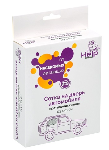 Сетка ПРОТИВОМОСКИТНАЯ на дверь автомобиля 113x61 см HELP