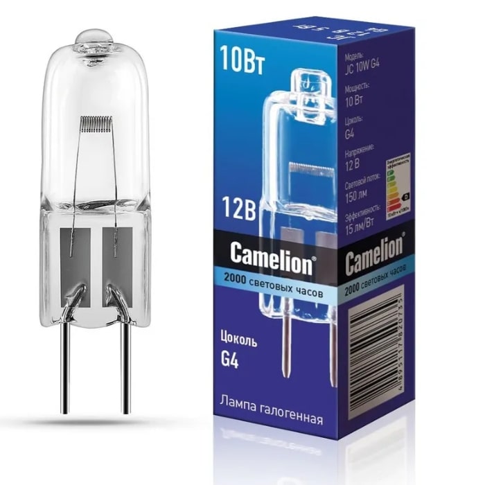 Лампа галогенная без рефлектора Camelion G4 JC 10W 12V