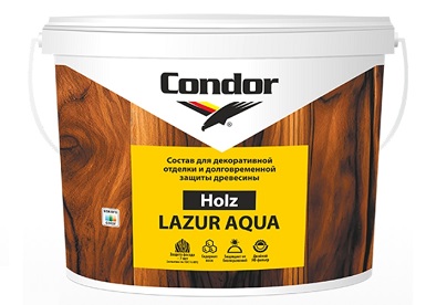 Лак защитно-декоративный Holz Lazur Aqua 0.9 кг, Condor 