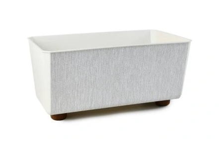 Кашпо для цветов пластмассовое кремовый 28,5х17х14см Saga Lamela LA017-07